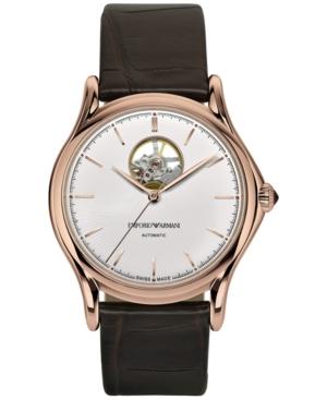 Emporio Armani Men's Swiss Automatic Classic Dark Brown Leather Strap Watch 42mm Ars3301