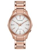 Citizen Eco-drive Women's Silhouette Pink Gold-tone Stainless Steel Bracelet Watch 35mm