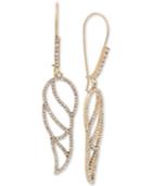 Betsey Johnson Gold-tone Crystal Pave Openwork Wing Drop Earrings