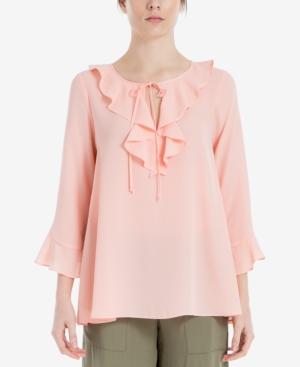 Max Studio London Ruffled Three-quarter-sleeve Blouse