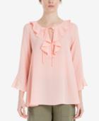 Max Studio London Ruffled Three-quarter-sleeve Blouse