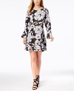 Bar Iii Floral-print Tiered-hem Dress, Created For Macy's