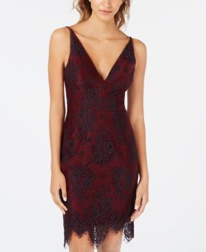 Blondie Nites Juniors' Lace V-neck Bodycon Dress
