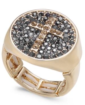 Thalia Sodi Gold-tone Pave Cross Stretch Ring, Created For Macy's