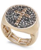 Thalia Sodi Gold-tone Pave Cross Stretch Ring, Created For Macy's