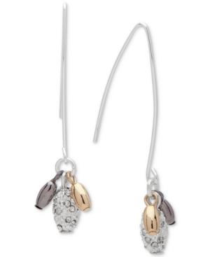 Nine West Tri-tone Pave Long Bead Threader Earrings