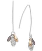 Nine West Tri-tone Pave Long Bead Threader Earrings