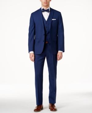 Ryan Seacrest Distinction Men's Slim-fit Blue Windowpane Vested Suit, Only At Macy's