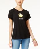 Freeze 24-7 Juniors' Meh Emoji High-low Graphic T-shirt