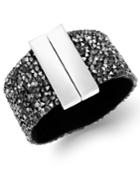 Inc International Concepts Silver-tone Hematite Stone Wide Bangle Bracelet