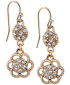 2028 Gold-tone Crystal Flower Double Drop Earrings, A Macy's Exclusive Style