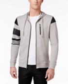 Inc International Concepts Men's Zip-front Hoodie With Faux-leather Piecing, Only At Macy's