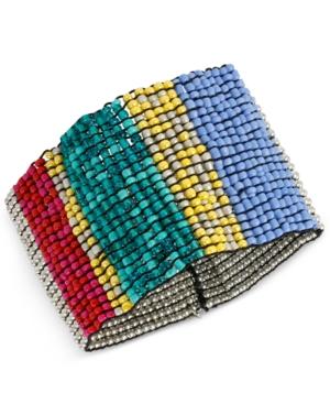 Kenneth Cole New York Silver-tone Multi-color Beaded Bracelet