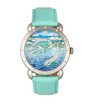 Bertha Quartz Estella Collection Silver And Turquoise Leather Watch 38mm