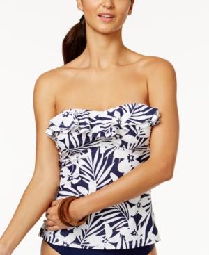 Island Escape Tahiti Dreams Convertible Ruffled Tankini Top Women's Swimsuit