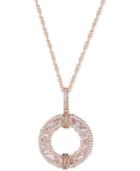 Cubic Zirconia Circle Pendant Necklace In Sterling Silver
