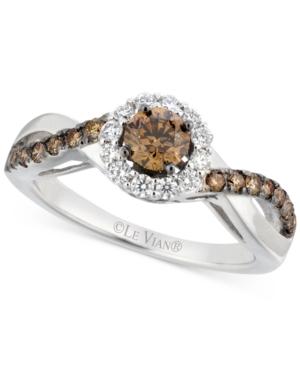Le Vian Chocolatier Diamond Halo Swirl Ring (1 Ct. T.w.) In 14k White Gold