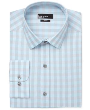 Bar Iii Men's Slim-fit Aqua And Silver Checked Dress Shirt, Only At Macy's