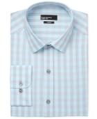 Bar Iii Men's Slim-fit Aqua And Silver Checked Dress Shirt, Only At Macy's