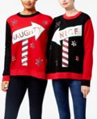 Hooked Up By Iot Juniors' 2-person Naughty & Nice Holiday Sweater