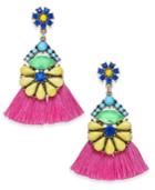 I.n.c. Gold-tone Multi-stone Flower & Tassel Drop Earrings, Created For Macy's