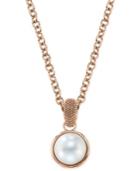 Bronzarte Cultured Freshwater Pearl Pendant Necklace In 18k Rose Gold Over Bronze (15mm)