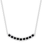 Black Spinel Curved Bar Collar Necklace In Sterling Silver