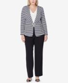 Tahari Asl Plus Size Striped Wing-collar Blazer