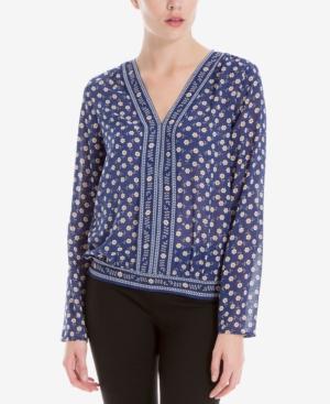 Max Studio London Mixed-print V-neck Top