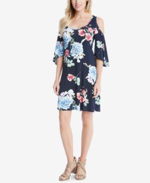 Karen Kane Floral-print Cold-shoulder Shift Dress