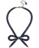 Betsey Johnson Hematite-tone Mesh Bow Collar Necklace