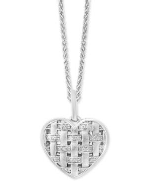 Balissima By Effy Diamond Woven Heart 18 Pendant Necklace (1/6 Ct. T.w.) In Sterling Silver