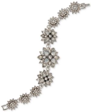 Marchesa Silver-tone Crystal Flower Flex Bracelet