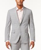 Bar Iii Men's Slim-fit Light Gray Plaid Suit Jacket, Created For Macy's