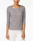 Charter Club Petite Cotton Elephant-print Top, Created For Macy's