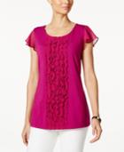 Charter Club Ruffled Flutter-sleeve Top, Only At Macy's