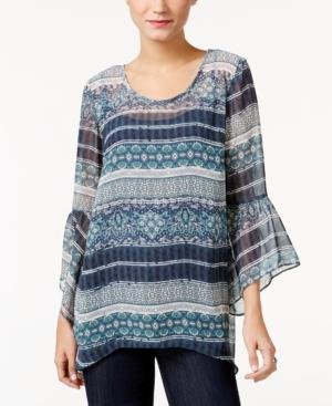 Style & Co Striped Sheer Top, Only At Macy's