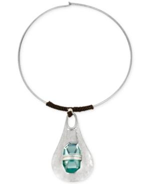 Robert Lee Morris Soho Silver-tone Wire Wrapped Green Stone Weathered-look Drama Necklace