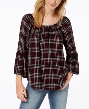 Bcx Juniors' Off-the-shoulder Plaid Top