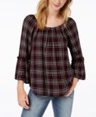 Bcx Juniors' Off-the-shoulder Plaid Top