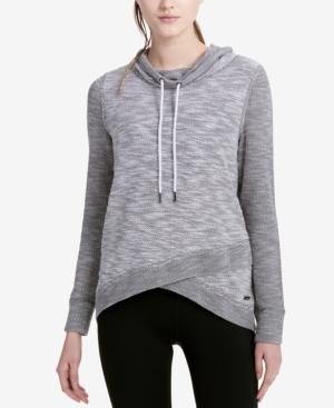 Calvin Klein Performance Cowl-neck Colorblocked Crossover-hem Sweater