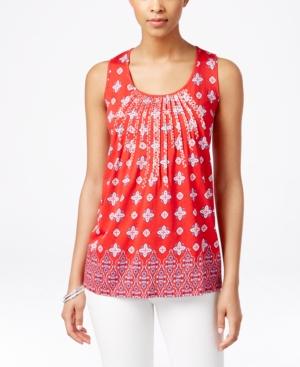Charter Club Medallion-print Embroidered Tank Top, Only At Macy's