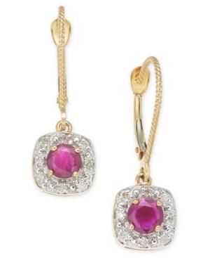 Ruby (1 Ct. T.w.) & Diamond (1/6 Ct. T.w.) Drop Earrings In 14k Gold