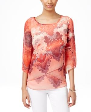 Jm Collection Printed Crisscross Top, Only At Macy's