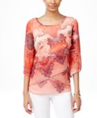 Jm Collection Printed Crisscross Top, Only At Macy's