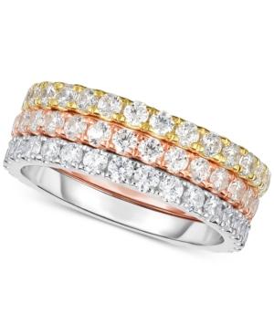 Arabella 3-pc. Set Tri-tone Swarovski Zirconia Stacking Bands