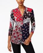 Charter Club Petite Mixed-paisley Top, Only At Macy's