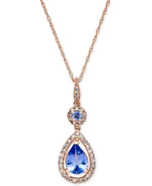 Tanzanite (1 Ct. T.w.) And Diamond (1/3 Ct. T.w.) Pendant Necklace In 14k Rose Gold