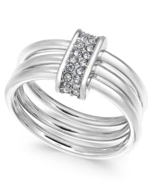 Alfani Silver-tone Pave Link Triple-row Ring, Created For Macy's