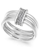 Alfani Silver-tone Pave Link Triple-row Ring, Created For Macy's